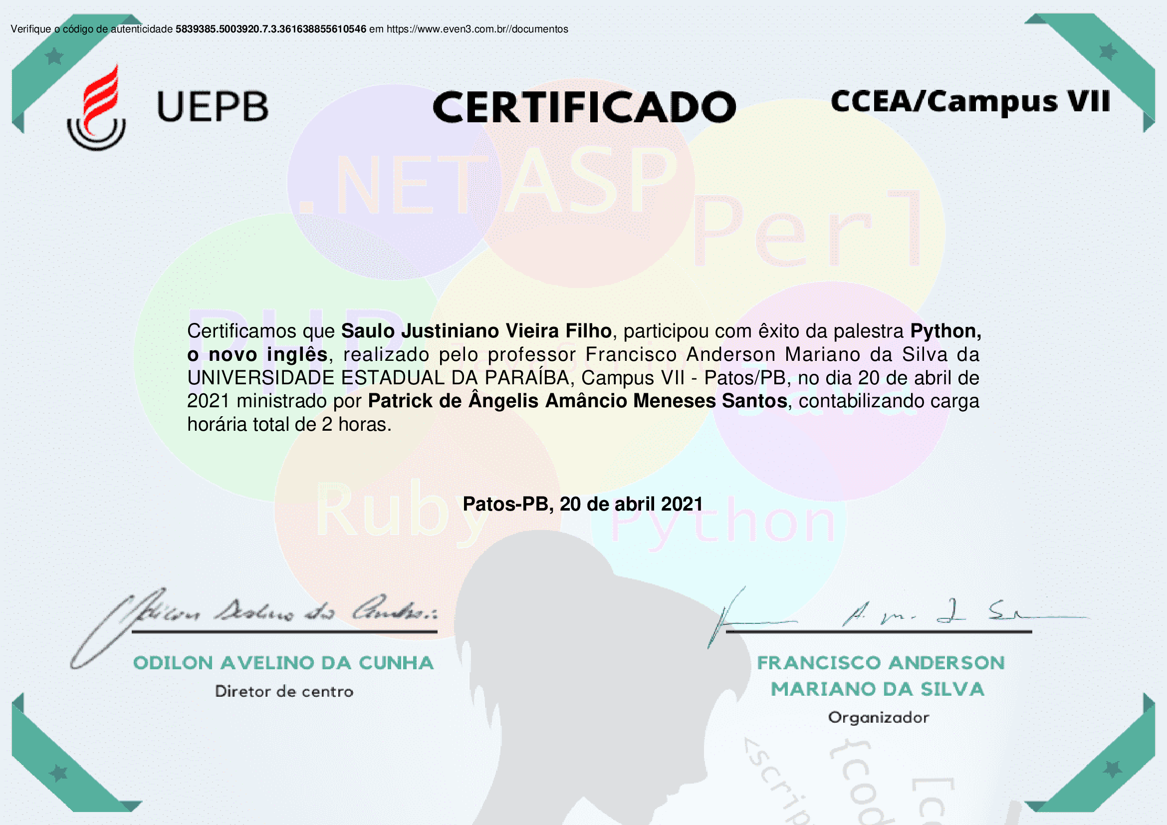 Certificado Python - o novo inglês UEPB